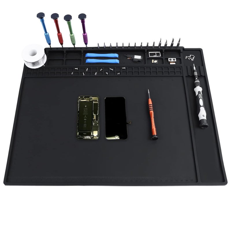 HPFIX Anti Static Mat Includes ESD Wristband and Grounding Wire and Grounding Plug for Electronics Repair, Premium Heat Resistant ESD Safe Soldering Mat (17.7" x 13.6") - Image 3